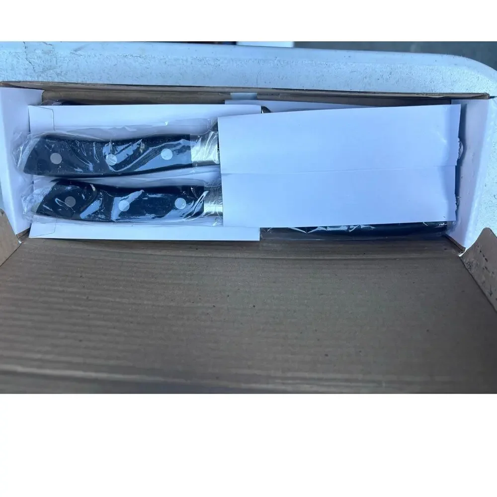 OAKSWARE Steak Knives Set of 8, 5 Inch Non Serrated Knife with Walnut Block